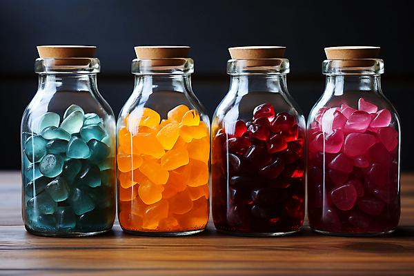 JPG 편집이미지 음식 유리병 사탕 사람없음 가득함 담기 젤리 편집실사 AI포토 AI콘텐츠 모션 병_용기 디저트 CG 파일형식