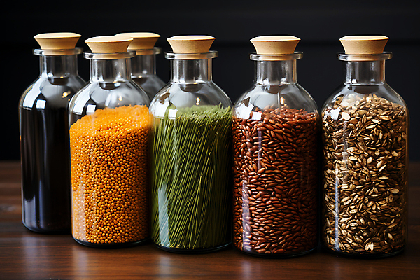 JPG 편집이미지 열매 음식 유리병 곡류 사람없음 가득함 담기 편집실사 AI포토 AI콘텐츠 식물 모션 병_용기 CG 파일형식