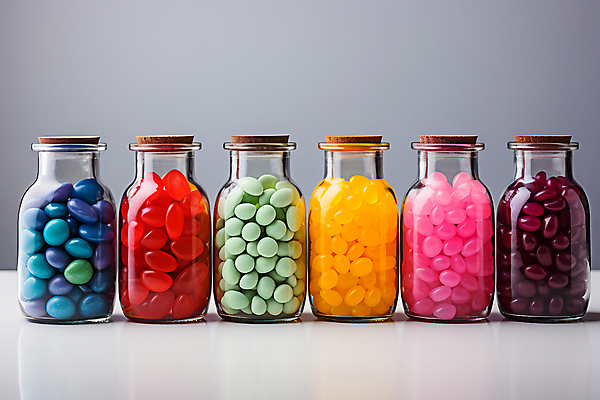 JPG 편집이미지 음식 유리병 사탕 사람없음 가득함 담기 젤리 편집실사 AI포토 AI콘텐츠 모션 병_용기 디저트 CG 파일형식