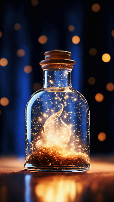 JPG 편집이미지 별 유리병 사람없음 빛 반짝임 우주 화려 보케 편집실사 AI컴퓨터그래픽 AI콘텐츠 자연요소 컨셉 모션 병_용기 CG 파일형식