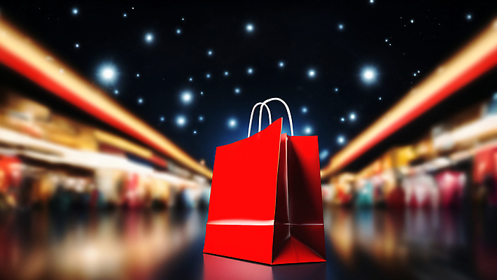 JPG 편집이미지 거리 사람없음 빨간색 빛 반짝임 쇼핑 쇼핑백 쇼핑몰 오브젝트 블러효과 편집실사 AI포토 AI콘텐츠 컬러 가방 모션 CG 블러 파일형식 효과