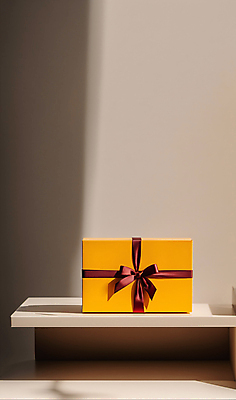 JPG 편집이미지 리본 선반 그림자 선물 사람없음 선물상자 쇼핑 노란색 오브젝트 편집실사 AI포토 AI콘텐츠 컬러 가구 상자 CG 파일형식