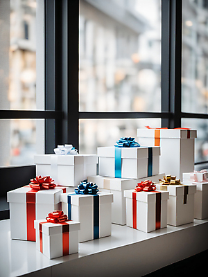 JPG 편집이미지 선물 사람없음 선물상자 쇼핑 쌓기 창가 오브젝트 블러효과 편집실사 AI포토 AI콘텐츠 창문 모션 상자 CG 블러 파일형식 효과