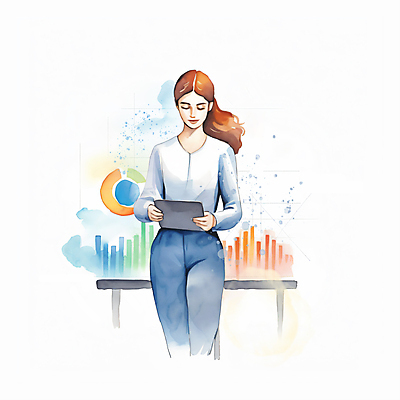 JPG 여자 일러스트 회사 붓터치 그래프 수채화 한명 들기 정장 상반신 성인 태블릿 자료 업무 비즈니스우먼 분석 번짐 성인여자한명만 국내일러스트 AI일러스트 AI콘텐츠 1 옷 컨셉 비즈니스 모션 사람 전자제품 스마트기기 작업 직장인 여자한명만 성인여자만 파일형식 효과