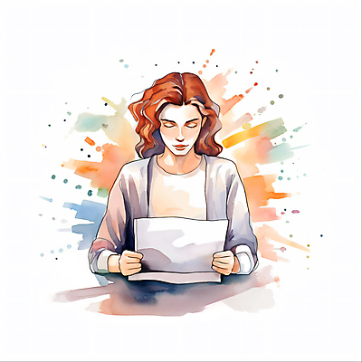 JPG 여자 종이 일러스트 회사 붓터치 수채화 한명 들기 상반신 성인 업무 비즈니스우먼 문서 번짐 성인여자한명만 국내일러스트 AI일러스트 AI콘텐츠 1 비즈니스 모션 사람 작업 직장인 여자한명만 성인여자만 파일형식 효과
