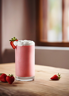 JPG 편집이미지 음료 분홍색 딸기 잔 사람없음 디지털합성 나무탁자 딸기쉐이크 블러효과 휘핑크림 편집소스 편집실사 AI포토 AI콘텐츠 식기 컬러 과일 탁자 크림 CG 쉐이크 블러 휘핑 파일형식 효과