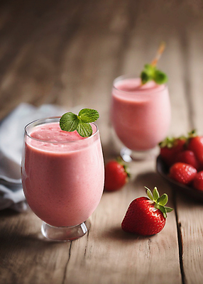 JPG 편집이미지 음료 딸기 잔 사람없음 허브 디지털합성 나무탁자 딸기쉐이크 블러효과 편집소스 편집실사 AI포토 AI콘텐츠 식물 식기 과일 탁자 CG 쉐이크 블러 파일형식 효과