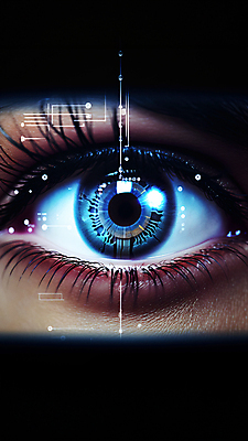 JPG 편집이미지 미래 기술 신체부위 디지털 눈동자 사이버 보안 홀로그램 안구 SF 편집실사 AI컴퓨터그래픽 AI콘텐츠 컨셉 안전 사람 눈_신체부위 CG 파일형식