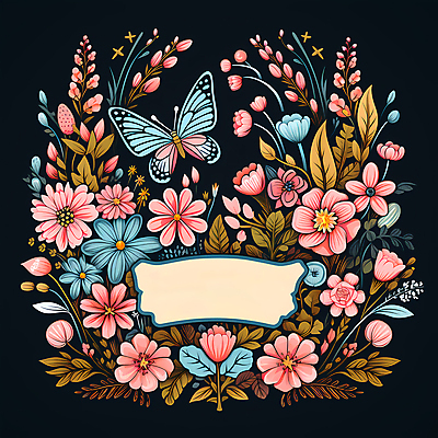 JPG 편집이미지 꽃 분홍색 하늘색 나비 잎 사람없음 농장 빈티지 풀 심볼 디지털합성 이미지편집 편집실사 식물 컬러 곤충 컨셉 농업 파란색 CG 파일형식