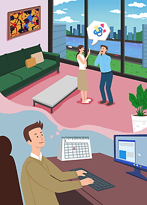 전신 PSD 구름 부부 여자 남자 말풍선 거실 일러스트 상상 하늘 들기 상반신 성인 세명 노트북 소파 사무실 희망 놀람 임신 기쁨 타이핑 키보드 출산 노리개젖꼭지 책상 탁상달력 성인만 국내일러스트 자연요소 커플 감정 가구 의자 비즈니스 모션 표정 사람 전자제품 아기용품 달력 파일형식