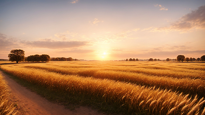 JPG 구름 편집이미지 자연 하늘 풍경 사람없음 일몰 추수 가을 디지털합성 밀밭 편집실사 AI포토 AI콘텐츠 자연요소 계절 밭 농업 노을 밀 CG 생태계 파일형식