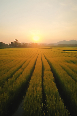 JPG 편집이미지 자연 하늘 풍경 사람없음 일몰 추수 가을 디지털합성 밀밭 편집실사 AI포토 AI콘텐츠 계절 밭 농업 노을 밀 CG 생태계 파일형식