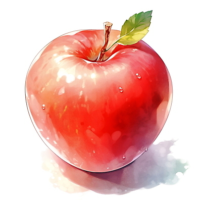 JPG 잎 일러스트 수채화 사람없음 빨간색 가을 물방울 사과 국내일러스트 AI일러스트 AI콘텐츠 식물 계절 컬러 과일 파일형식