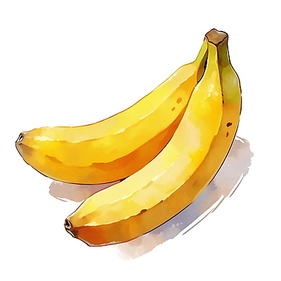 JPG 일러스트 수채화 바나나 사람없음 노란색 가을 국내일러스트 AI일러스트 AI콘텐츠 계절 컬러 과일 파일형식