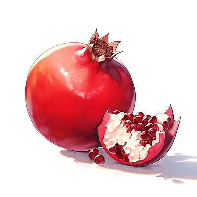 JPG 일러스트 수채화 사람없음 빨간색 가을 석류 석류알 국내일러스트 AI일러스트 AI콘텐츠 계절 컬러 과일 파일형식