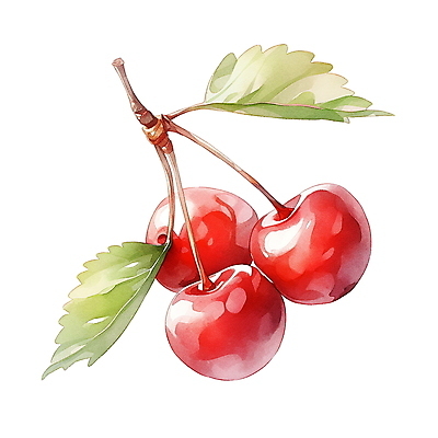 JPG 잎 일러스트 수채화 사람없음 빨간색 가을 체리 국내일러스트 AI일러스트 AI콘텐츠 식물 계절 컬러 과일 파일형식