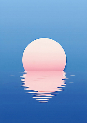 JPG 편집이미지 포스터 물결 바다 분홍색 하늘 풍경 사람없음 여름 파란색 태양 일몰 편집실사 AI일러스트 AI콘텐츠 자연요소 계절 컬러 노을 CG 파일형식