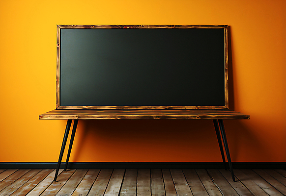 JPG 편집이미지 벽 액자 프레임 사람없음 검은색 주황색 칠판 디지털합성 나무바닥 나무탁자 목업 카피스페이스 편집실사 AI포토 AI콘텐츠 컬러 탁자 바닥 공백 CG 파일형식