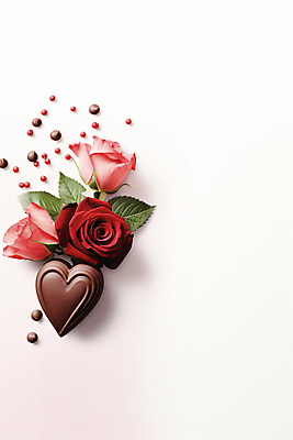 JPG 편집이미지 꽃 잎 발렌타인데이 사랑 사람없음 초콜릿 하트 디지털합성 편집실사 AI포토 AI콘텐츠 모양 식물 감정 데이이벤트 디저트 CG 파일형식