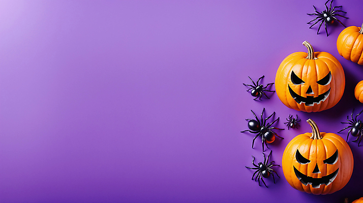 JPG 편집이미지 호박 사람없음 보라색 주황색 할로윈 거미 잭오랜턴 카피스페이스 편집실사 AI포토 AI콘텐츠 컬러 곤충 채소 공백 CG 파일형식