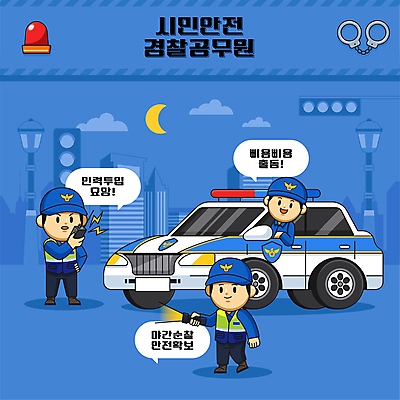 전신 남자 말풍선 일러스트 들기 성인 세명 파란색 손전등 승차 경찰복 무전기 경찰차 공무원 순찰 출동 성인남자만 월간캐릭터 국내일러스트 일러캐릭터 AI파일 직업 캐릭터 컬러 유니폼 모션 자동차 무선통신 조명 사람 경찰 남자만 성인만 파일형식 벡터