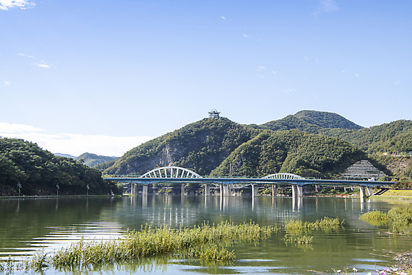 포토 JPG 자연 하늘 산 풍경 사람없음 가을 힐링 남한강 단양 철교 국내포토 계절 강 다리_건축물 생태계 충청북도 파일형식