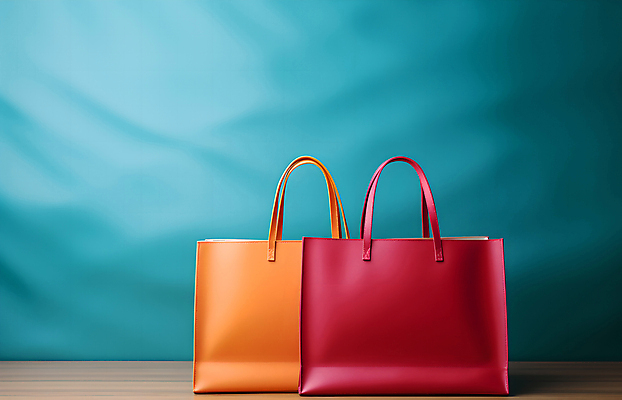 JPG 편집이미지 배너 하늘색 가방 사람없음 빨간색 쇼핑 쇼핑백 주황색 핸드백 디지털합성 편집실사 AI포토 AI콘텐츠 잡화 컬러 파란색 CG 파일형식