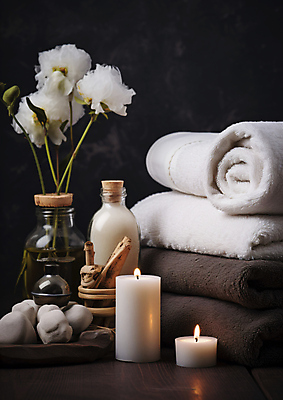 JPG 편집이미지 초 유리병 휴식 사람없음 수건 꽃병 검은색 흰색 피부관리 힐링 스파용품 에스테틱 회복 편집실사 AI포토 AI콘텐츠 꽃 컬러 컨셉 병_용기 위생용품 뷰티 스파 CG 오브젝트 파일형식