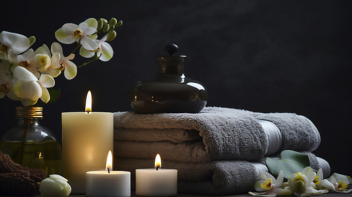 JPG 편집이미지 초 휴식 사람없음 수건 꽃병 피부관리 힐링 스파용품 에스테틱 회복 편집실사 AI포토 AI콘텐츠 꽃 컨셉 위생용품 뷰티 스파 CG 오브젝트 파일형식