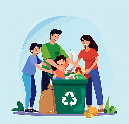 JPG 전신 여자 남자 행복 어린이 캠페인 일러스트 가족 웃음 들기 소녀 소년 여러명 성인 자연보호 재활용 쓰레기통 쓰레기 버리기 에코 분리수거 페트병 국내일러스트 AI일러스트 AI콘텐츠 감정 다수 관계 모션 자연 표정 사람 환경 보호 친환경 병_담는 파일형식