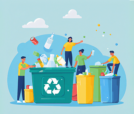 JPG 전신 구름 여자 남자 행복 캠페인 일러스트 유리병 웃음 들기 여러명 성인 자연보호 재활용 쓰레기통 쓰레기 플라스틱 버리기 에코 분리수거 페트병 성인만 국내일러스트 AI일러스트 AI콘텐츠 자연요소 감정 다수 모션 자연 재질 병_용기 표정 사람 환경 보호 친환경 병_담는 파일형식