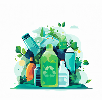JPG 구름 캠페인 일러스트 유리병 나뭇잎 사람없음 초록색 자연보호 재활용 쓰레기 플라스틱 에코 분리수거 페트병 재활용품 국내일러스트 AI일러스트 AI콘텐츠 자연요소 컬러 잎 자연 재질 병_용기 환경 보호 친환경 병_담는 파일형식
