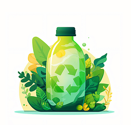 JPG 캠페인 일러스트 나뭇잎 사람없음 초록색 자연보호 재활용 쓰레기 플라스틱 에코 분리수거 페트병 국내일러스트 AI일러스트 AI콘텐츠 컬러 잎 자연 재질 환경 보호 친환경 병_담는 파일형식
