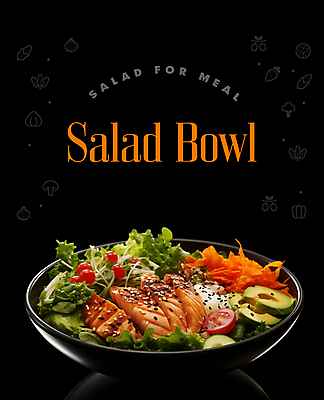 PSD 편집이미지 그릇 영어 포스터 채소 육류 타이포그라피 사람없음 샐러드 신선 메뉴 이미지편집 문자 식기 음식 식재료 파일형식