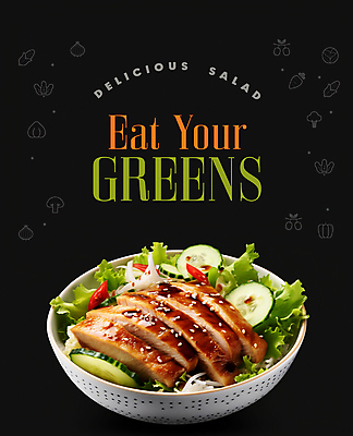 PSD 편집이미지 그릇 영어 포스터 채소 오이 육류 타이포그라피 사람없음 샐러드 신선 메뉴 이미지편집 문자 식기 음식 식재료 파일형식