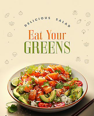 PSD 편집이미지 그릇 영어 포스터 채소 타이포그라피 사람없음 샐러드 신선 메뉴 연어 아보카도 연어샐러드 이미지편집 문자 식기 음식 과일 어류 파일형식