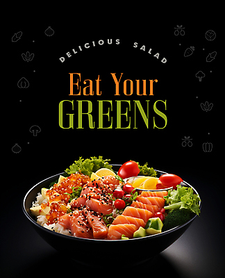 PSD 편집이미지 그릇 영어 포스터 채소 타이포그라피 사람없음 샐러드 신선 소스 메뉴 연어 연어샐러드 이미지편집 문자 식기 음식 어류 양념 파일형식