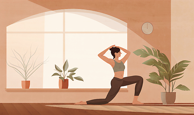 JPG 전신 라이프스타일 여자 화분 시계 일러스트 요가 창문 스튜디오 한명 성인 갈색 손들기 스트레칭 요가자세 체조 감성 성인여자한명만 차분 국내일러스트 AI일러스트 AI콘텐츠 1 웰빙 컬러 포즈 컨셉 모션 사람 생활 운동 여자한명만 성인여자만 파일형식