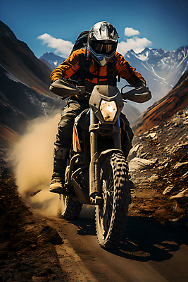 JPG 전신 구름 편집이미지 여행 하늘 산 한명 성인 바이크 운전 헬멧 디지털합성 비포장도로 성인한명만 편집실사 AI인물포토 AI콘텐츠 자연요소 1 도로 육상교통 모션 사람 보호장비 CG 성인만 파일형식 AI포토