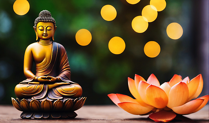 JPG 편집이미지 불교 연꽃 사람없음 동상 불상 불교용품 보케 부처 빛망울 편집실사 AI포토 AI콘텐츠 꽃 종교 종교용품 빛 조형물 CG 기념물 파일형식