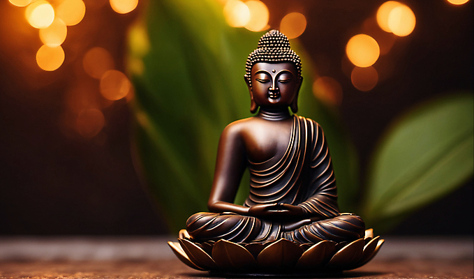 JPG 편집이미지 불교 사람없음 동상 불상 불교용품 보케 부처 빛망울 편집실사 AI포토 AI콘텐츠 종교 종교용품 빛 조형물 CG 기념물 파일형식