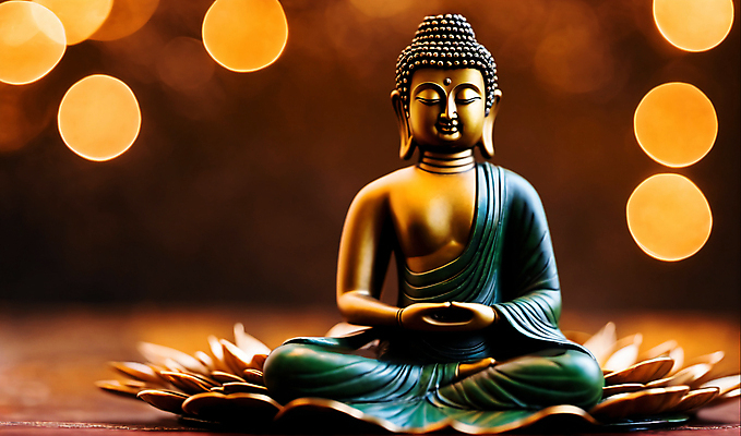 JPG 편집이미지 불교 사람없음 동상 불상 불교용품 보케 부처 빛망울 편집실사 AI포토 AI콘텐츠 종교 종교용품 빛 조형물 CG 기념물 파일형식