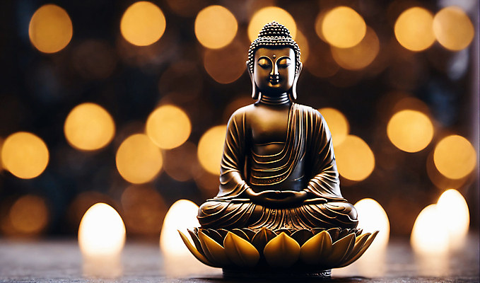 JPG 편집이미지 불교 사람없음 동상 불상 불교용품 보케 부처 빛망울 편집실사 AI포토 AI콘텐츠 종교 종교용품 빛 조형물 CG 기념물 파일형식