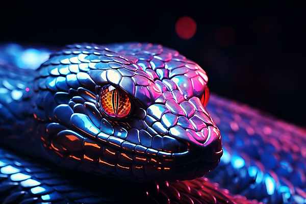 JPG 편집이미지 한마리 파충류 사람없음 파란색 화려 뱀 광택 편집실사 AI포토 AI콘텐츠 동물 1 컬러 컨셉 CG 파일형식