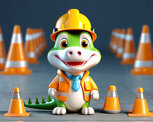 JPG 편집이미지 캐릭터 동물캐릭터 공사 안전 사람없음 건설현장 보호 안전모 안전장비 디지털합성 악어 블러효과 칼라콘 편집실사 AI컴퓨터그래픽 AI콘텐츠 동물 컨셉 파충류 건설업 장비 헬멧 CG 블러 파일형식 효과