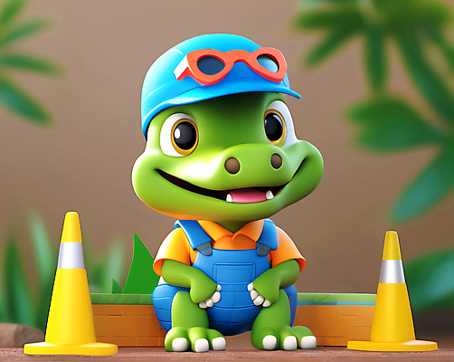 JPG 편집이미지 캐릭터 동물캐릭터 잎 벤치 공사 안전 앉기 사람없음 건설현장 보호 안전모 안전장비 디지털합성 악어 블러효과 칼라콘 편집실사 AI컴퓨터그래픽 AI콘텐츠 식물 동물 컨셉 의자 파충류 모션 건설업 장비 헬멧 CG 블러 파일형식 효과