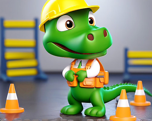 JPG 편집이미지 캐릭터 동물캐릭터 공사 안전 사람없음 건설현장 보호 안전모 안전장비 디지털합성 악어 블러효과 칼라콘 편집실사 AI컴퓨터그래픽 AI콘텐츠 동물 컨셉 파충류 건설업 장비 헬멧 CG 블러 파일형식 효과