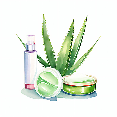 JPG 일러스트 수채화 사람없음 초록색 뷰티 화장품 스킨 로션 공병 수분크림 알로에 젤 비건 국내일러스트 AI일러스트 AI콘텐츠 식물 컬러 채식주의자 병_담는 파일형식