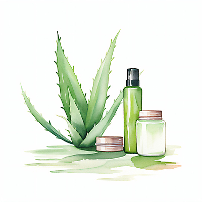 JPG 일러스트 수채화 사람없음 초록색 뷰티 화장품 스킨 로션 공병 수분크림 알로에 젤 비건 국내일러스트 AI일러스트 AI콘텐츠 식물 컬러 채식주의자 병_담는 파일형식