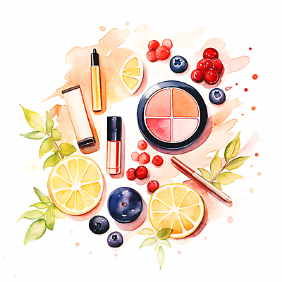 JPG 열매 일러스트 나뭇잎 수채화 사람없음 뷰티 화장품 레몬 블루베리 베리 아이섀도 산수유 아이라이너 틴트 핸드크림 비건 국내일러스트 AI일러스트 AI콘텐츠 식물 꽃 잎 과일 채식주의자 파일형식